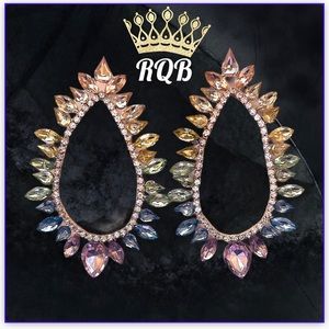 Pastel Swarovski Crystal Pageant earrings Pierced